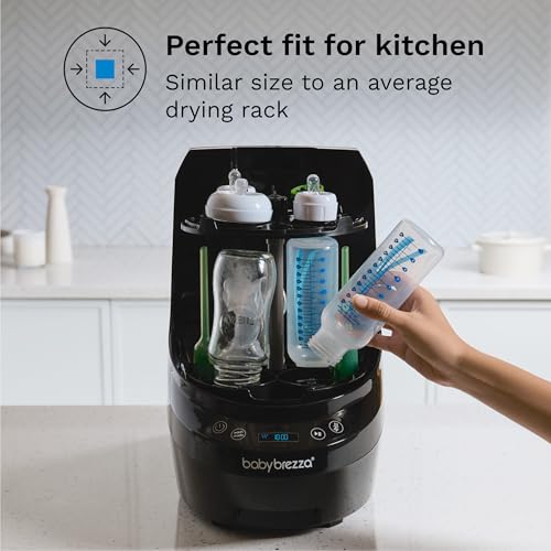 Baby Brezza Bottle Washer Pro - Baby Bottle Washer, Sterilizer + Dryer - All in One Machine Cleans Baby Essentials like Bottles + Pump Parts – Appliance to Replace Bottle Brushes & Drying Racks, Black - color: Black