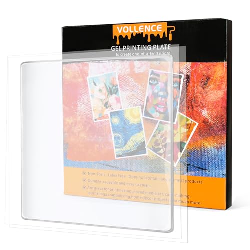 Vollence 6" X 6" Reusable Gel Monoprinting Plate Reusable Art Plate for Press Texture Printing Painting - size: 6" x 6"