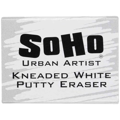SoHo Urban Artist Kneaded Putty Eraser for Graphite Charcoal & Pastel, Single Standard White Eraser, Soft Flexible Drawing Tool for Blending Highlighting & Detail Work, PVC & Latex Free