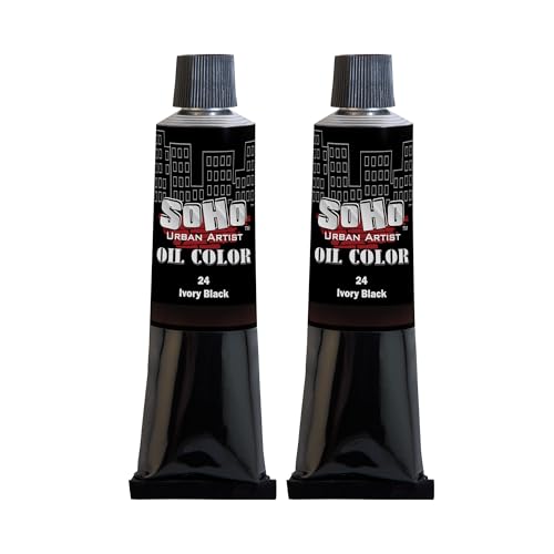 SoHo Urban Artist Oil Paint - 2 Pack, Ivory Black 2 Pack - 170 ml Tube - Best Valued Oil Colors for Painting with Excellent Pigment Load - color: Ivory Black