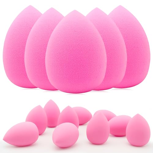 12 Pieces Professional Makeup Sponge Set,Latex Free Flawless Soft Setting Face Puffs,Beauty Sponge Blender Cosmetic Applicator for Powder,Liquid,Facial Makeup Tools - color: 12Pcs Pink