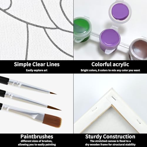 VOCHIC Sip and Paint Kit for Adult,2 Pack Pre Drawn Canvas Couple Painting Kit Date Night Couples Paint Art Set with Outline Canvas Polar Night Sky Valentine (8 x 10 Inches) - style: Polar night sky