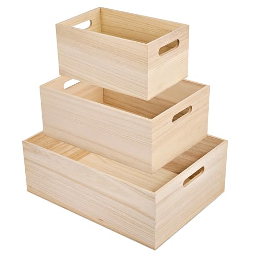 Sorbus Unfinished Wood Crates - Organizer Bins, Wooden Box for Pantry Organizer Storage, Closet, Arts & Crafts, Cabinet Organizers, Containers for Organizing (3 Pack) - style: 3 Pack