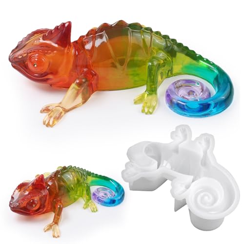 Large Chameleon Resin Molds Silicone 3D Animal Epoxy Resin molds Lifelike Deep Lizard Silicone Molds for Resin Crafts DIY Art Home Decor & Gifts