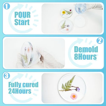 Epoxy Resin Kit, Crystal Clear Resin Epoxy, Bubble Free, No Yellowing, UV Resistant, Food Safe with Foil Flakes, Sequin, Easy Mix 1:1 for DIY Crafts Resin Jewelry Making (15.99 OZ Kits) - size: 15.99 OZ kits