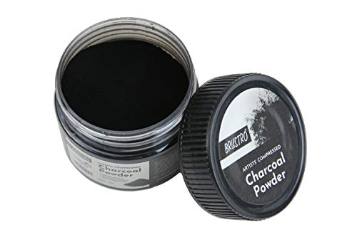 BRUSTRO Artists Compressed Charcoal Powder 100 ml. | Richest Black Tone, Ideal for Layering, Shading, Drawing, Sketching, Mixed Media Art, Fine Art Students, Professionals.