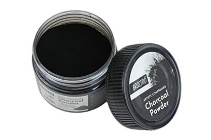 BRUSTRO Artists Compressed Charcoal Powder 100 ml. | Richest Black Tone, Ideal for Layering, Shading, Drawing, Sketching, Mixed Media Art, Fine Art Students, Professionals.