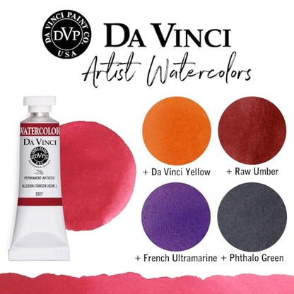 DA VINCI PAINTS Professional Artist Watercolor Paint, Alizarin Crimson (Quinacridone), 15mL - color: Alizarin Crimson (Quinacridone), style: 15mL