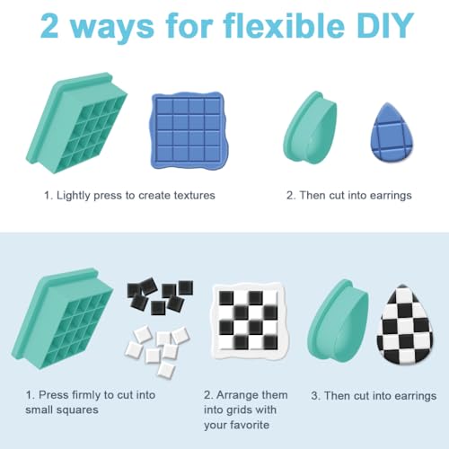 15Pcs Square Polymer Clay Cutters Checkered Grid Clay Earrings Cutters Polymer Jewelry Cutter for Earrings Making Birthday Party DIY Supplies - style: Checkered