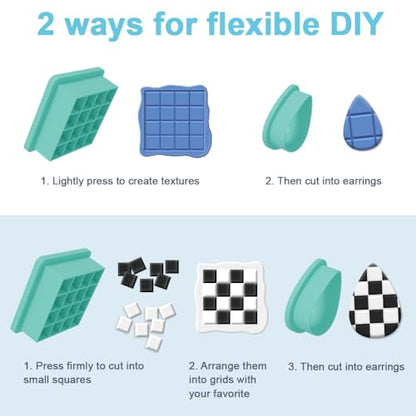 15Pcs Square Polymer Clay Cutters Checkered Grid Clay Earrings Cutters Polymer Jewelry Cutter for Earrings Making Birthday Party DIY Supplies - style: Checkered