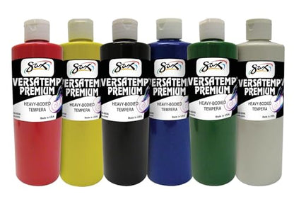 Sax Versatemp Premium Heavy-Bodied Tempera Paints, Assorted Colors, 6 Pints