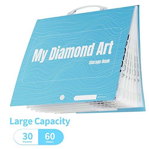ARTDOT A3 Storage Book for Diamond Art Kits, Portfolio Folder for Diamond Painting Accessories with 30 Pocket Slevees Protectors (16.9x12.4inches) - size: A3:16x12 inches