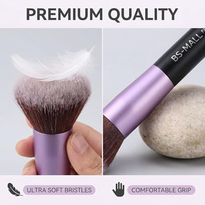 BS-MALL Makeup Brushes Premium Synthetic Foundation Powder Concealers Eye Shadows 14 Pcs Purple for Makeup Beginner or Professional with Travel Case - color: Purple