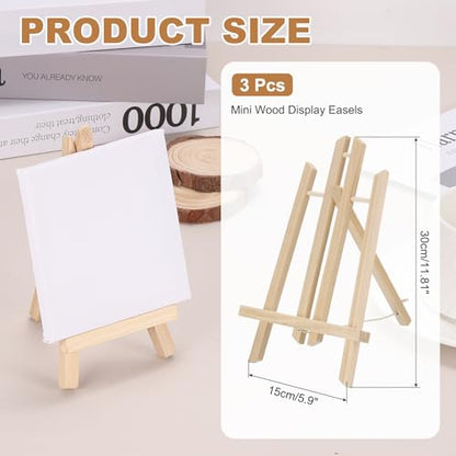 MECCANIXITY Mini Wood Display Easels, 11.8"x5.9"A-Frame Painting Tabletop Easels Holder Stand for Artists Beginners Displaying Small Canvases Art Photos Business Cards(Pack of 3, Wood Color) - size: 11.8"x5.9"