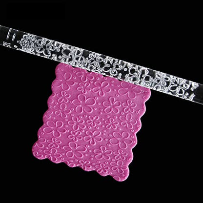 Rengue Acrylic Rolling Pin with 28 Patterns, Compliant Material, Comfortable Grip, 16 X 1 Cm, Lightweight for Dough and Pastry Acrylic Rolling Pin with 28 Patterns, Nan Kitchen (#5) - size: 51018 flowers