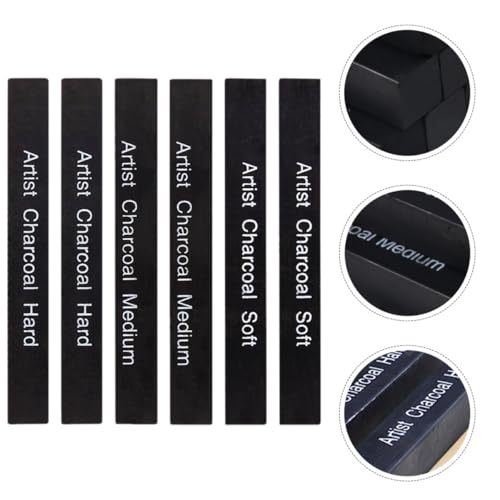 minkissy 6pcs Compressed Charcoal Sticks Shading Drawing Carbon Charcoal for Students Artists Sketching and Painting Art Supplies