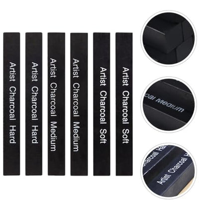 minkissy 6pcs Compressed Charcoal Sticks Shading Drawing Carbon Charcoal for Students Artists Sketching and Painting Art Supplies