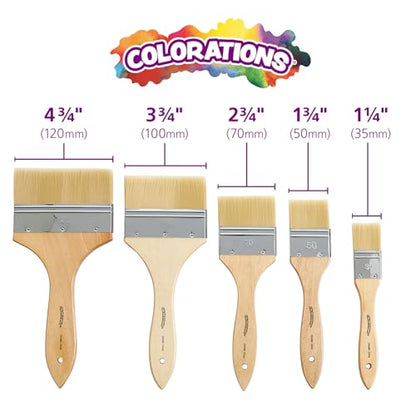 Colorations Large Area Paint Brushes - Set of 5 Sizes