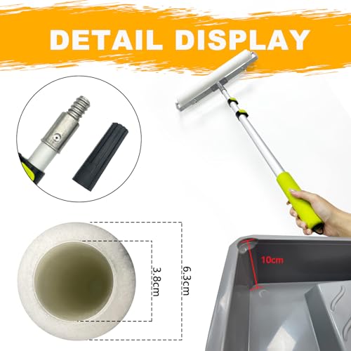7 Pcs 18 Inch Paint Roller Kit, 14"-25" Adjustable Roller Frame, 2-4.7ft Thickened Extension Pole, 4 Pcs 18” Microfiber Paint Roller Covers, 24” Paint Tray for House Ceiling Wall Furniture Painting