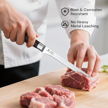 imarku Boning Knife, 6 Inch German High Carbon Stainless Steel Fillet Knife, Perfect for Meat Cutting, Pakkawood Handle, Gifts for Women and Men - color: Silver Brown Handle