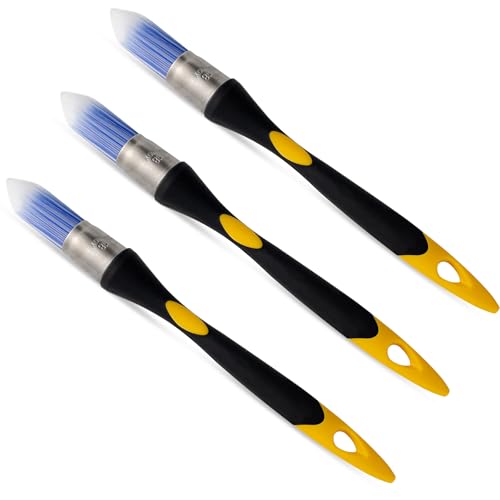 Trim Paint Brush, 0.7 Inch, 3 Pack, Small Round Paint Brushes for Walls, Touch Up, Trim Brushes for Painting, Ergonomic Handles, Trim Painting Tool for Edges, Corners & Detail Work - size: 0.7 Inch Round, 3 Pack