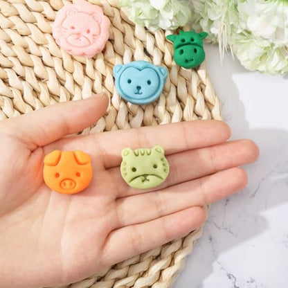 ORIGACH 12 Style Cute Animal Clay Cutters, Animal Studs Polymer Clay Cutters Set Cat Bear Pig Cow Clay Cutters for Earring Making Small Animal Face Studs Clay Cutters for Jewelry Making - style: Animal