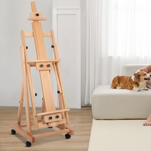 Painting Easel for Adults, Adjustable Angle Easel, Removable Floor Adjustable Easel with Brake Wheels for Artist, Lover of Painting - style: Model 2