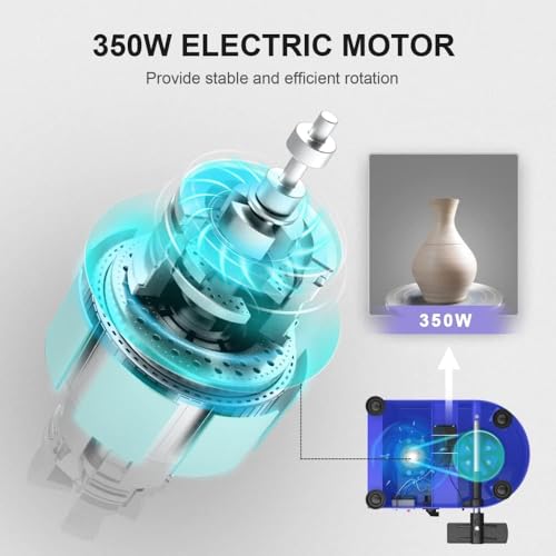 Pottery Wheel Pottery Forming Machine 25CM 350W Electric Pottery Wheel with Foot Pedal DIY Clay Tool Ceramic Machine Work Clay Art Craft (Blue) - color: blue