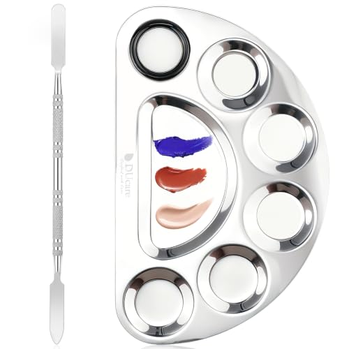 DUcare Makeup Mixing Palette, Upgrad Stainless Steel Metal Mixing Tray with Spatula Artist Tool for Mixing Foundation Nail-Art