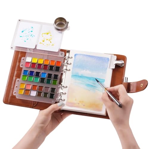 Fuumuui Watercolor Travel Sketchbook Set, 36-Color Watercolor Paints Kit & 100% Cotton Cold Press 300gsm Portable Art Journal with Dual-Tip Brush – Plein Air Painting Supplies for Artists, Beginners, Journaling - style: Full Set-Large