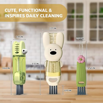 Cup Lid Cleaning Brush, 3 in 1 Cup Cleaner Brush New Multifunctional Lid Cleaner Lid Brush Cleaning Tool Multipurpose Bottle Gap Cleaner Brush Green - color: Green