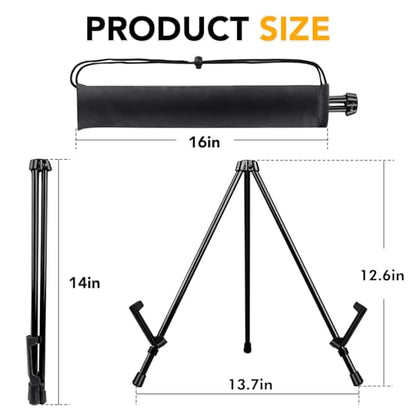 AROIC 6 Pack 14'' Tabletop Easels, Black Steel Table Top Easels for Display, Adjustable Portable Table Top Easel for Paintings, Signs, Posters,Frame Pictures(with 6 Bags) - style: 6P