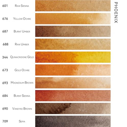 PHOENIX Professional Watercolor Paint Single Tube - 0.47 Fl Oz / 14ml - Gold Ochre - color: Gold Ochre, size: 0.47 Fl Oz (Pack of 1)