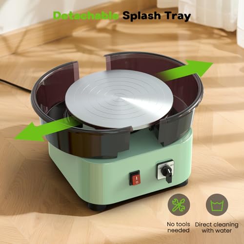 Alldeer 11-inch Pottery Wheel, 350W Electric Ceramic Forming Machine with Detachable Basin, 0-300RPM Foot Pedal Control, 19PCS Complete Clay Tool Kit for Professional Potters and Adult Crafters - size: 11inch