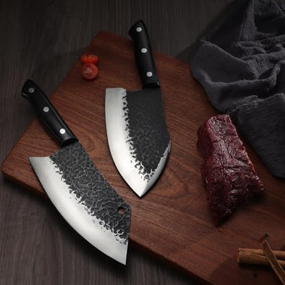 Golden Bird Butcher Knife Set - 13pcs Chef Knife Set Hand Forged Knives for Kitchen, Sharp Japanese Knives Sets for Meat Cutting, Camping, BBQ, Christmas Gifts for Men Women - size: 13.41inches