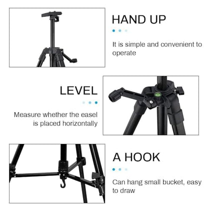 RRFTOK Art Easel Stand for Painting and Sign - Aluminum Metal Artist Tripod Adjustable Easels for Display Height from 21 to 61Inches - Canvas Stand with Paintbrush Tray for Artists Adult Holder - style: 61B 1-Pack