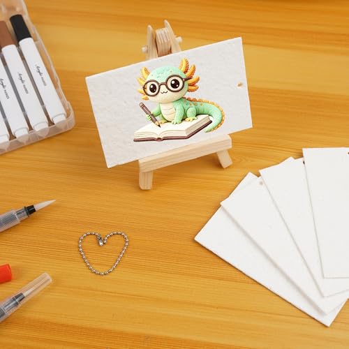 75 Pcs Magic Foam Texture Painting Kit, Cute 3D Axolotl Puffy Paint Art Craft Set with 24 Magic Foam Paper, 12 Color Pens, 3 Water Brushes, 20 Chains, Mini Easel, DIY Coloring Craft Activity Gift Set