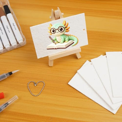 75 Pcs Magic Foam Texture Painting Kit, Cute 3D Axolotl Puffy Paint Art Craft Set with 24 Magic Foam Paper, 12 Color Pens, 3 Water Brushes, 20 Chains, Mini Easel, DIY Coloring Craft Activity Gift Set