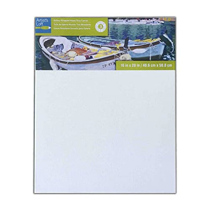 Artist's Loft 16" x 20" Level 3 Gallery Wrapped Heavy Duty Canvas - Archival, Acid Free Cotton Canvas for Paint, Acrylic, & Oils - Bulk 12 Pack - size: 16\ x 20\