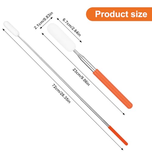 2pcs Telescoping Sponge Stick for Pottery, Retractable Ceramic Sponge Stick Extend up to 28.35in for Cleanup Excess Water from Tall or Narrow Pottery (Small)