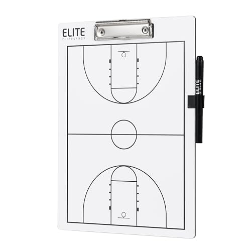 Basketball White Dry Erase Coaches Clipboard | Double-Side Basketball Coaching Whiteboard with Marker