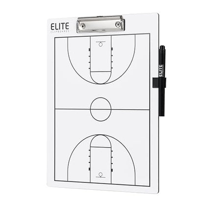 Basketball White Dry Erase Coaches Clipboard | Double-Side Basketball Coaching Whiteboard with Marker