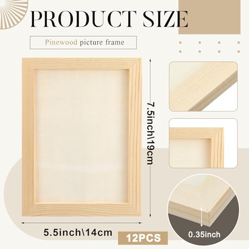 Kathfly 12 Pcs 5 x 7'' Wood Panel Boards, Unfinished Wood Canvas Panels for Painting Crafts DIY Drawing Pouring Art Projects - size: 5 x 7inch