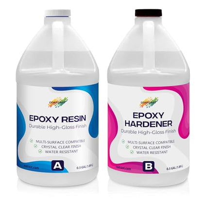 Epoxy Resin 1 Gallon Kit – Clear High-Gloss Finish for Coating Wood, Concrete, Stone & More | Easy to Use, No Bubbles, Self-Leveling | Perfect for Arts & Crafts & More