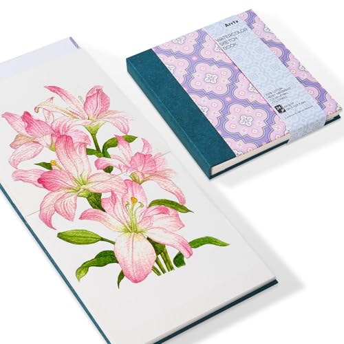 Arrtx Square Watercolor Paper Sketchbook, 5.47x5.47'', 140 LB, 300 GSM, 100% Cotton Paper, Cold Press, 24 Sheets, Hardcover Watercolor Journal for Use As Travel Notebook for Artists Adults Students - size: 5.47x5.47''