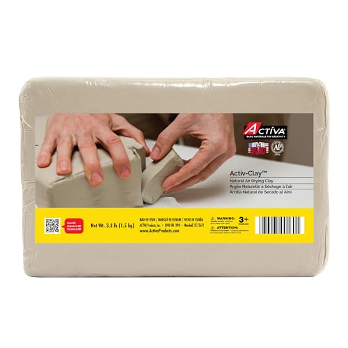 Activa Activ-Clay, White, Natural Air Dry Clay, 3.3lb (1.5kg) | Strong & Fine Grained, Perfect for Everyday Use