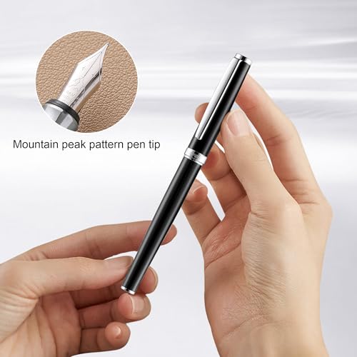 Fountain Pen Set,Extra Fine Nib,Includes 2 Ink Cartridges and Ink Converter, Ideal for Journaling and Calligraphy, Smooth-writing Fountain Pen(Silver) - color: Silver