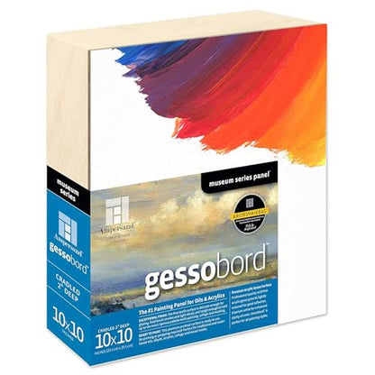 Ampersand Art Supply Museum Series Gessobord | 10x10 | 2" Cradled Profile | Gesso Wood Painting Panel for Oil and Acrylic Paint & Mixed Media | Canvas Panel Alternative in Professional Art Supplies - size: 10" x 10", style: 2 Inch Cradle