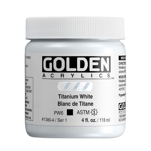 GOLDEN Heavy Body Acrylics, Titanium White, 4 fl. oz. Jar, Professional Acrylic Paint, Opaque