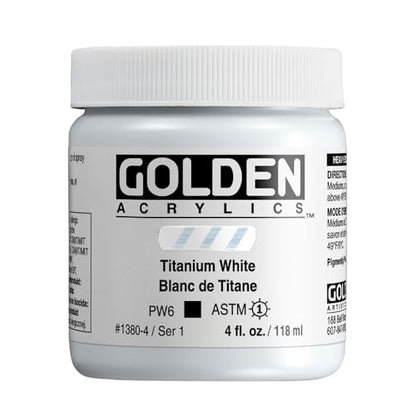 GOLDEN Heavy Body Acrylics, Titanium White, 4 fl. oz. Jar, Professional Acrylic Paint, Opaque